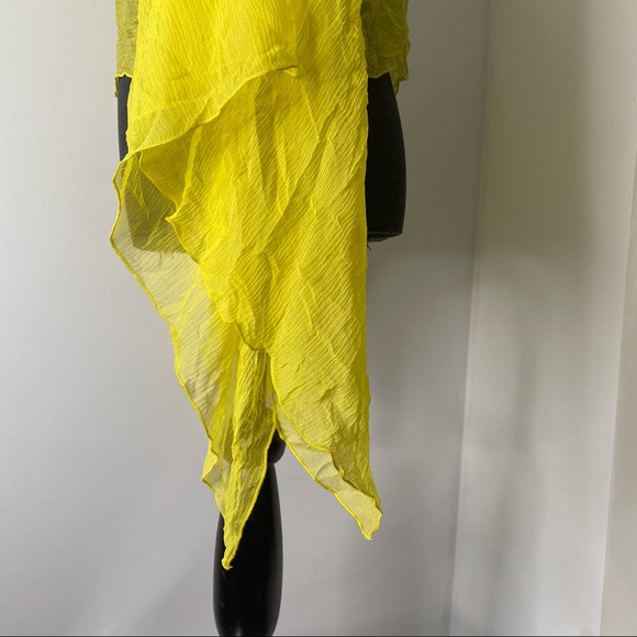 Yellow Silk Sheer Flare Sleeve Swim Coverup - Picture 8 of 13